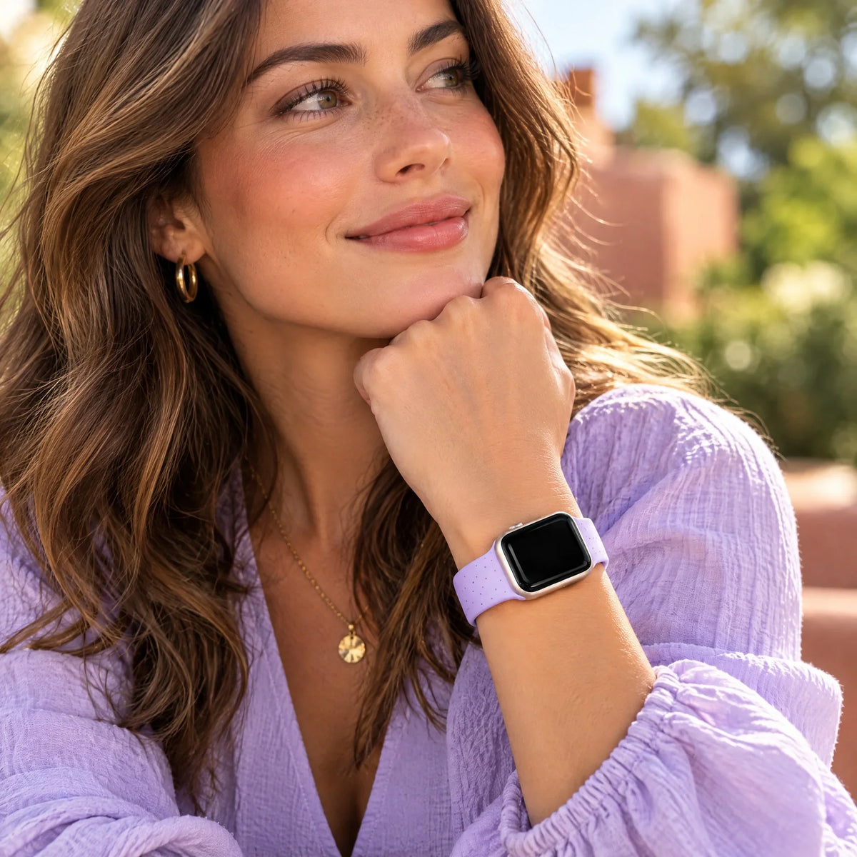 Apple Watch bandje Dots - siliconen - paars
