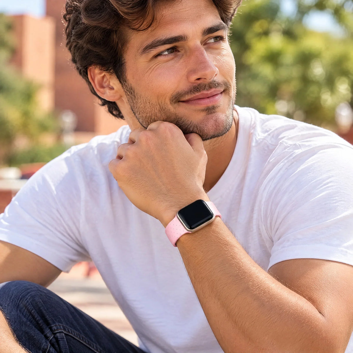 Bracelet Apple Watch Dots - silicone - Rose