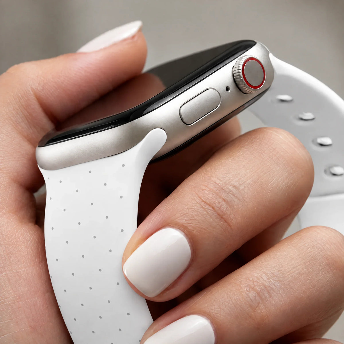 Bracelet Apple Watch Dots - silicone - Blanc