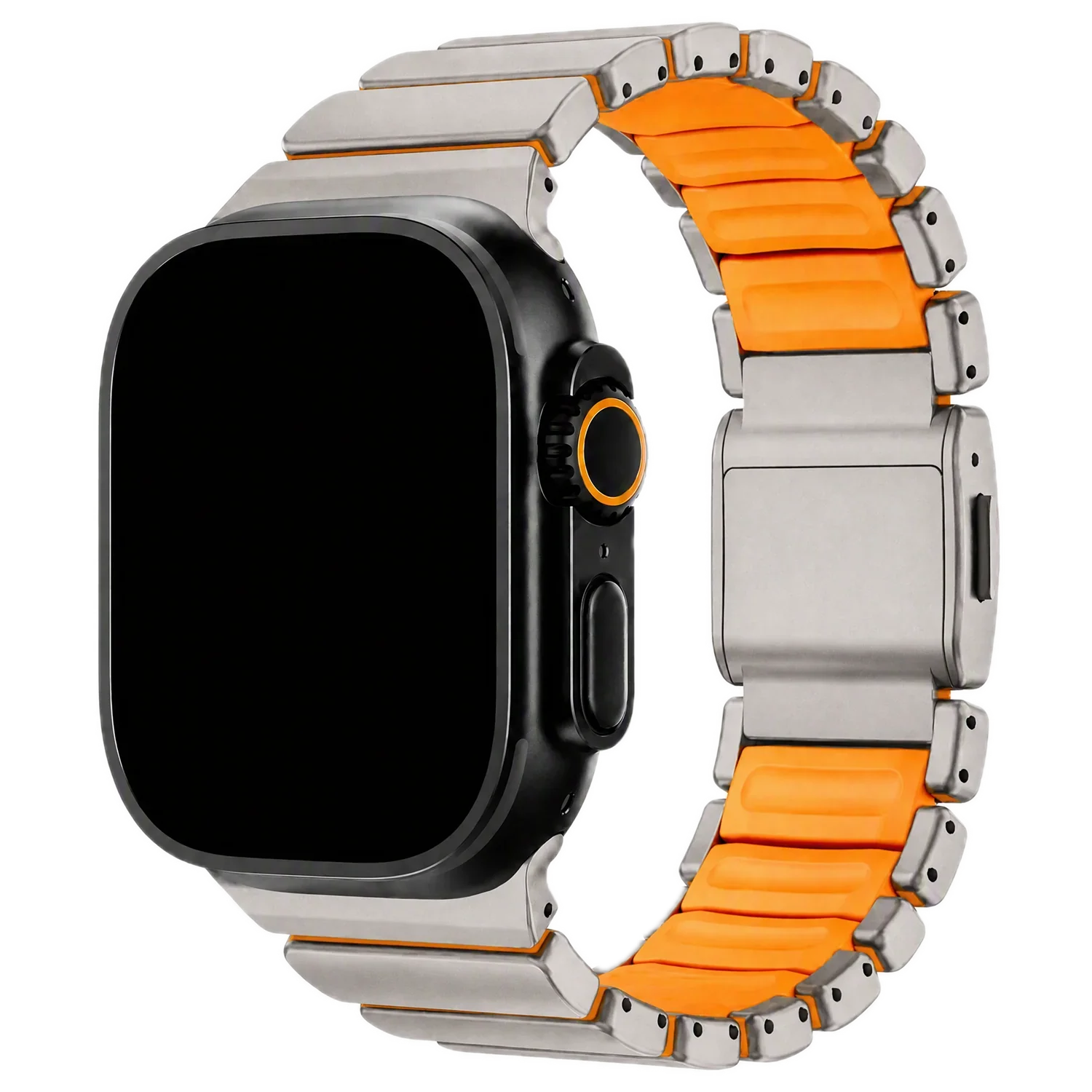 Apple Watch bandje Ember - staal - titanium oranje