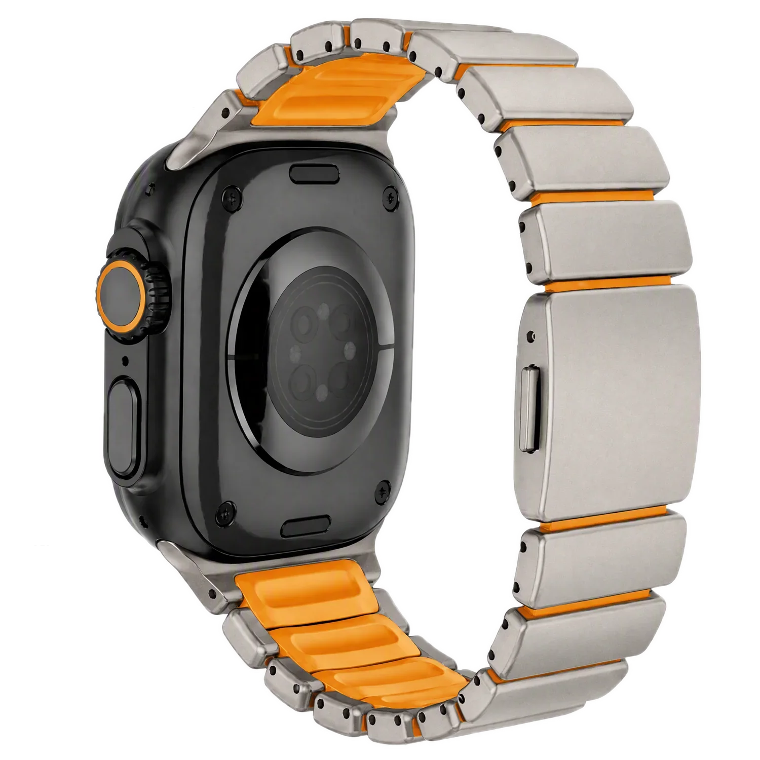 Apple Watch bandje Ember - staal - titanium oranje