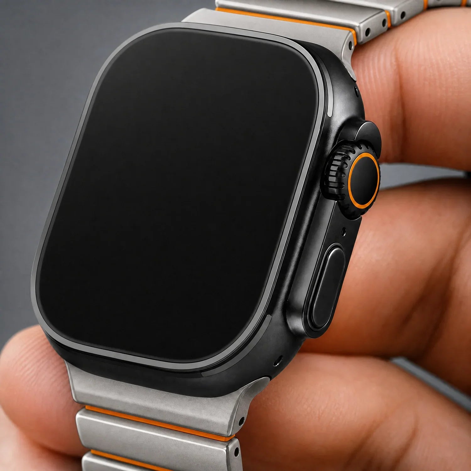 Apple Watch bandje Ember - staal - titanium oranje