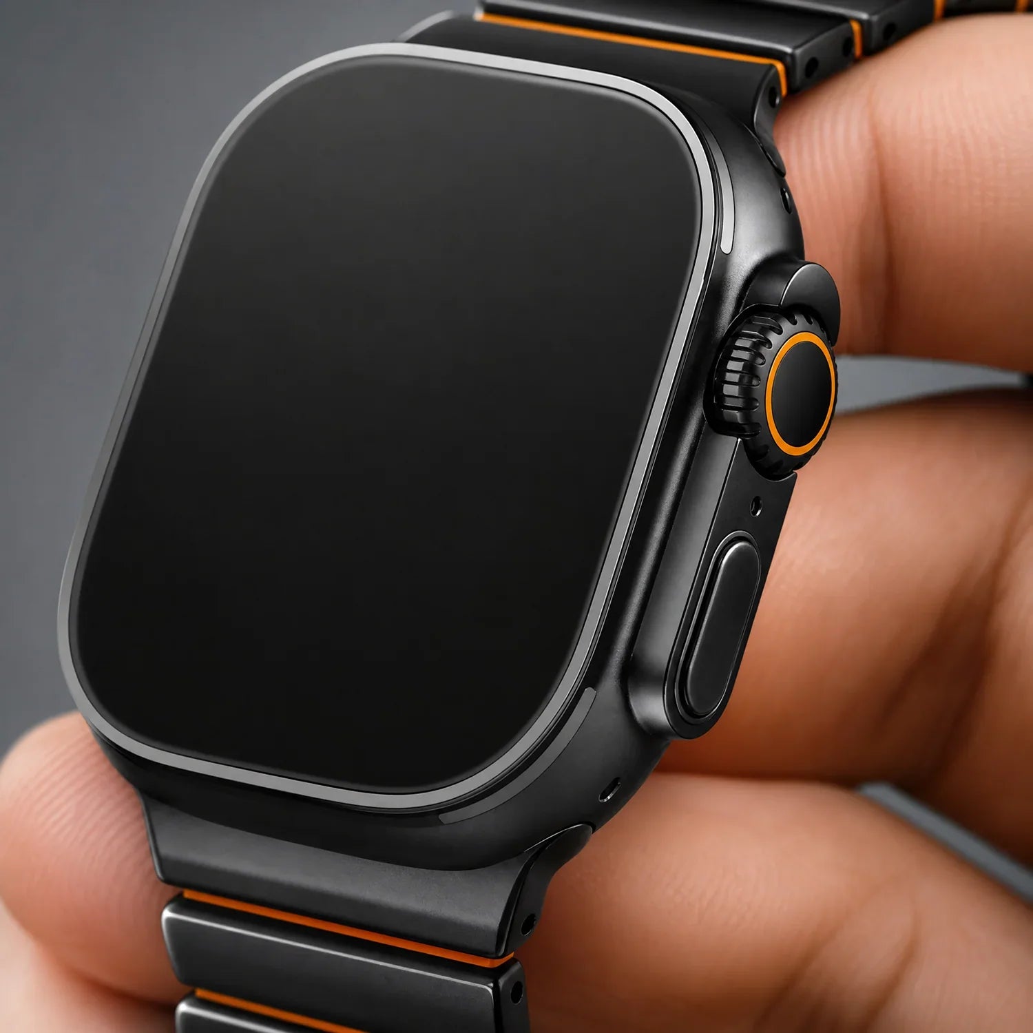 Apple Watch bandje Ember - staal - zwart oranje