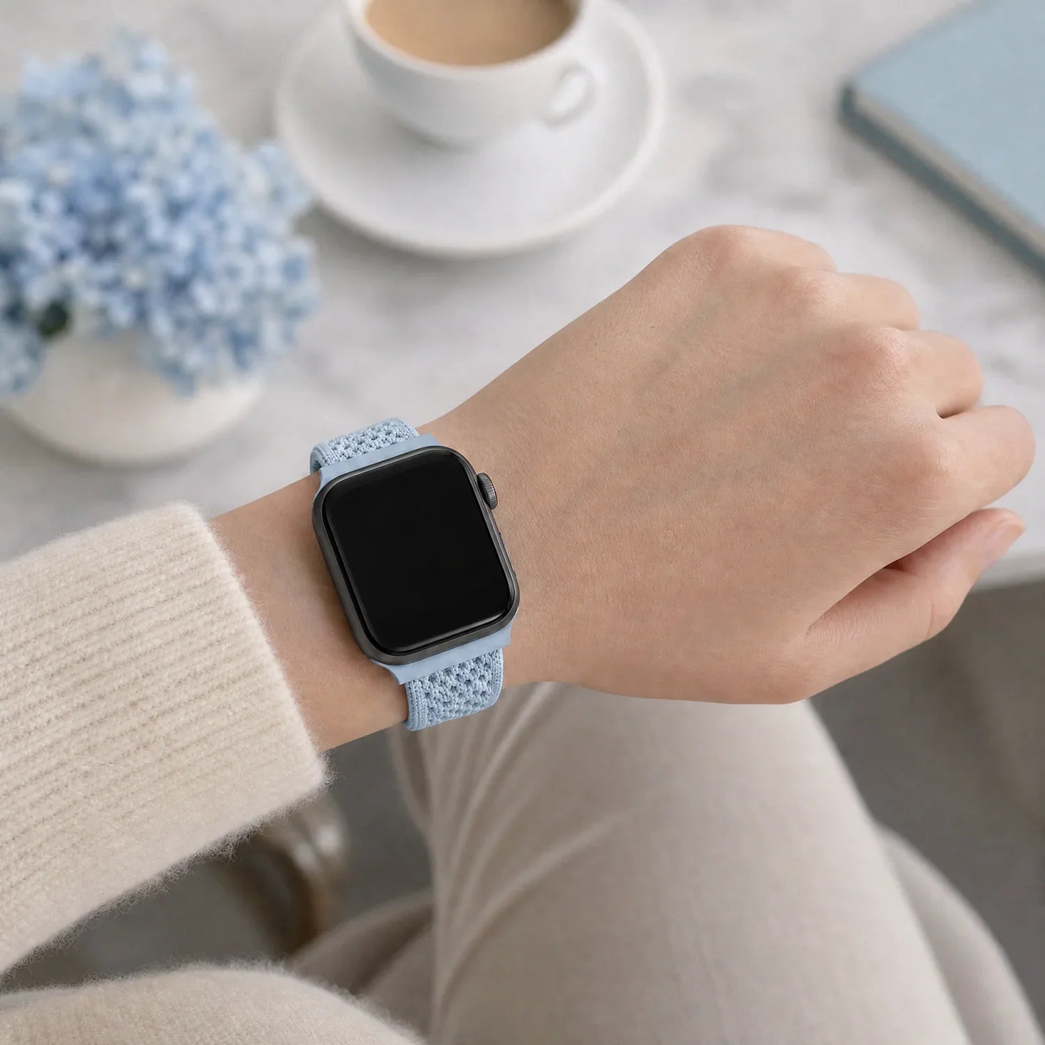 Bracelet Apple Watch Knit - nylon - bleu clair