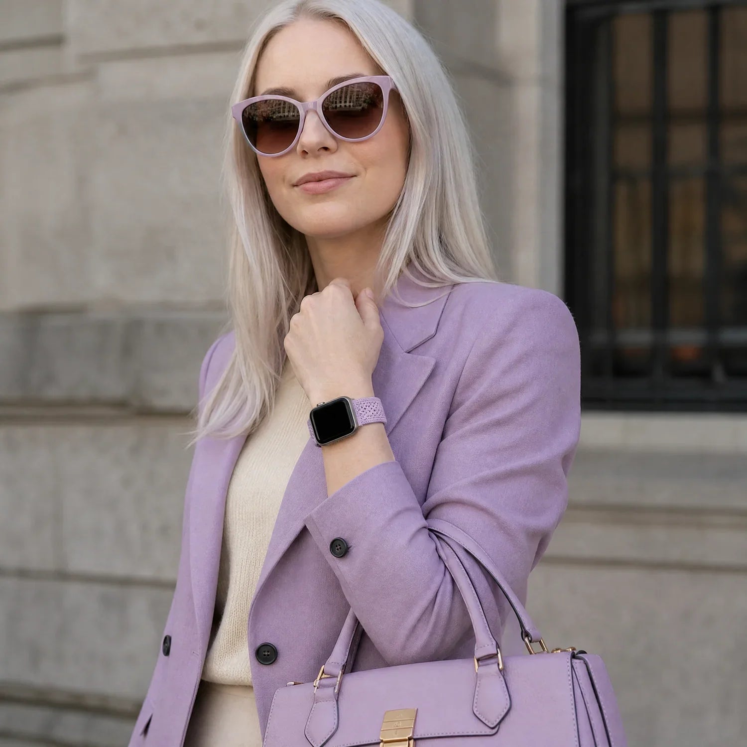 Bracelet Apple Watch Knit - nylon - Lilas