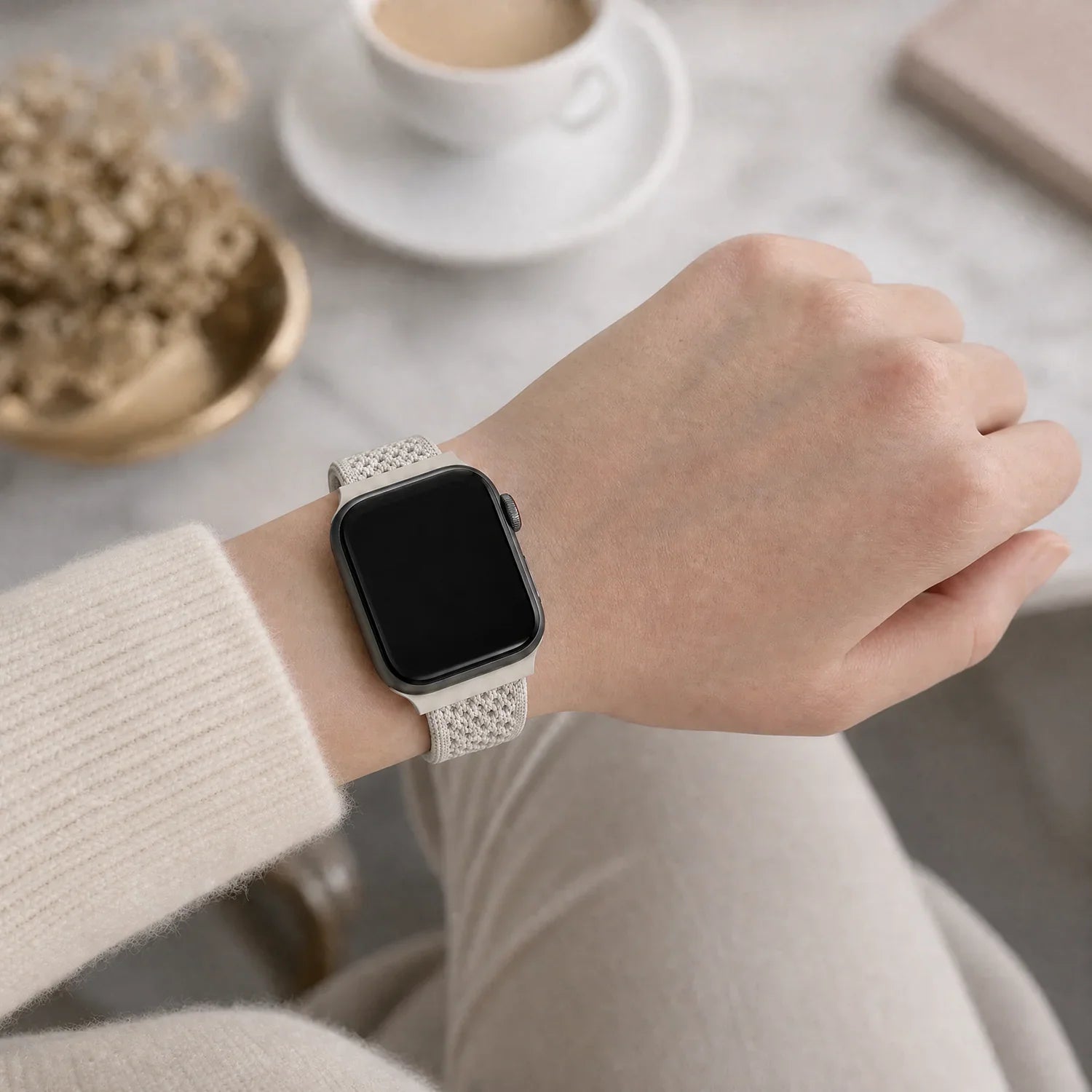 Bracelet Apple Watch Knit - nylon - Lumière stellaire