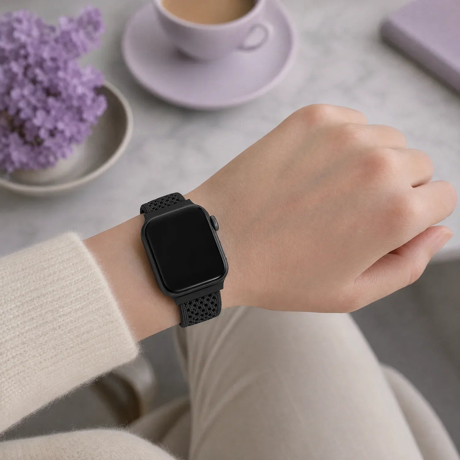 Bracelet Apple Watch Knit - nylon - Noir