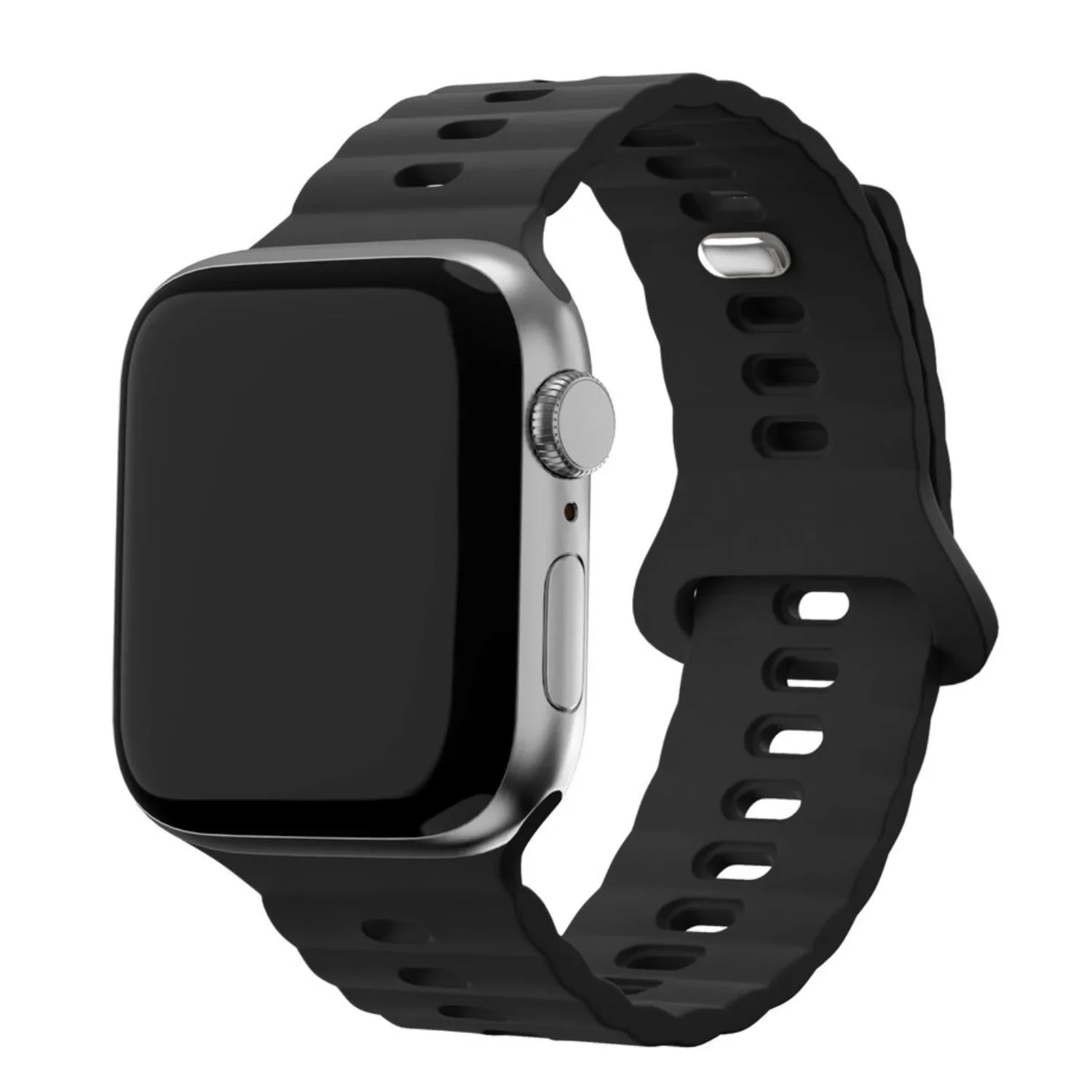 Apple Watch Wave bandje - siliconen - zwart