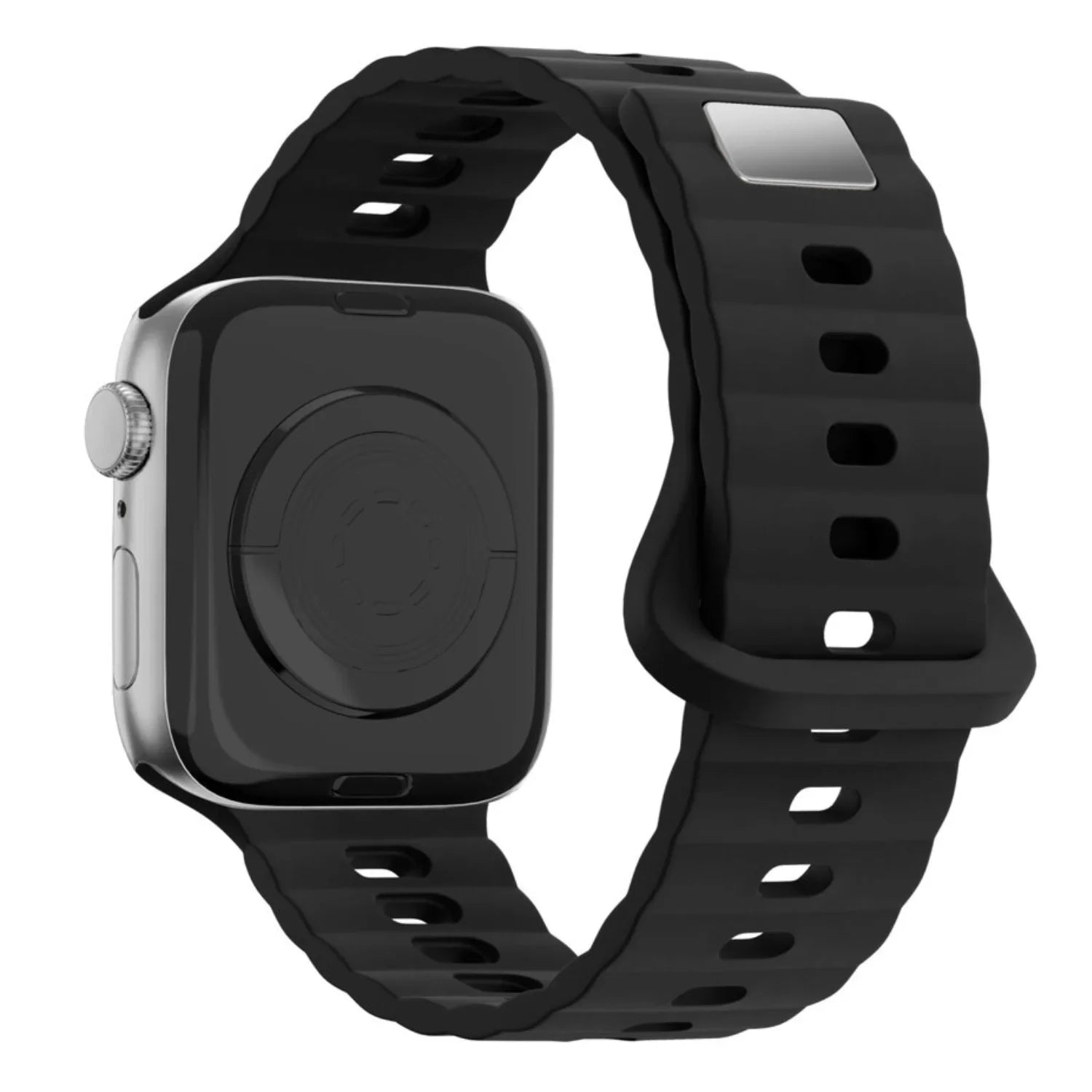 Apple Watch Wave bandje - siliconen - zwart