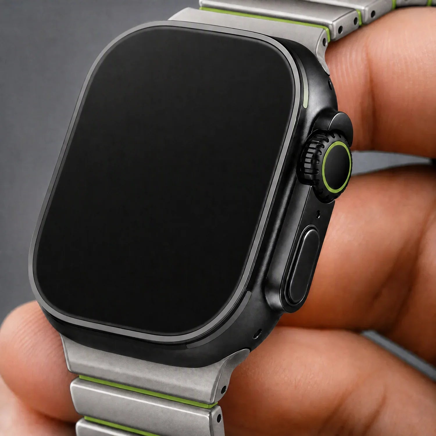 Apple Watch bandje Ember - staal - titanium groen