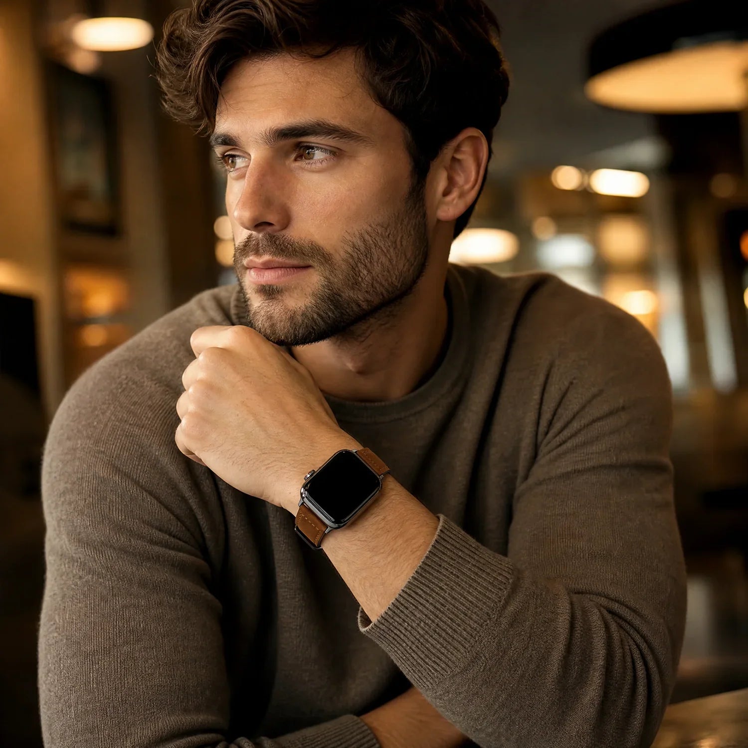 Apple Watch bandje Lennox - leer - bruin
