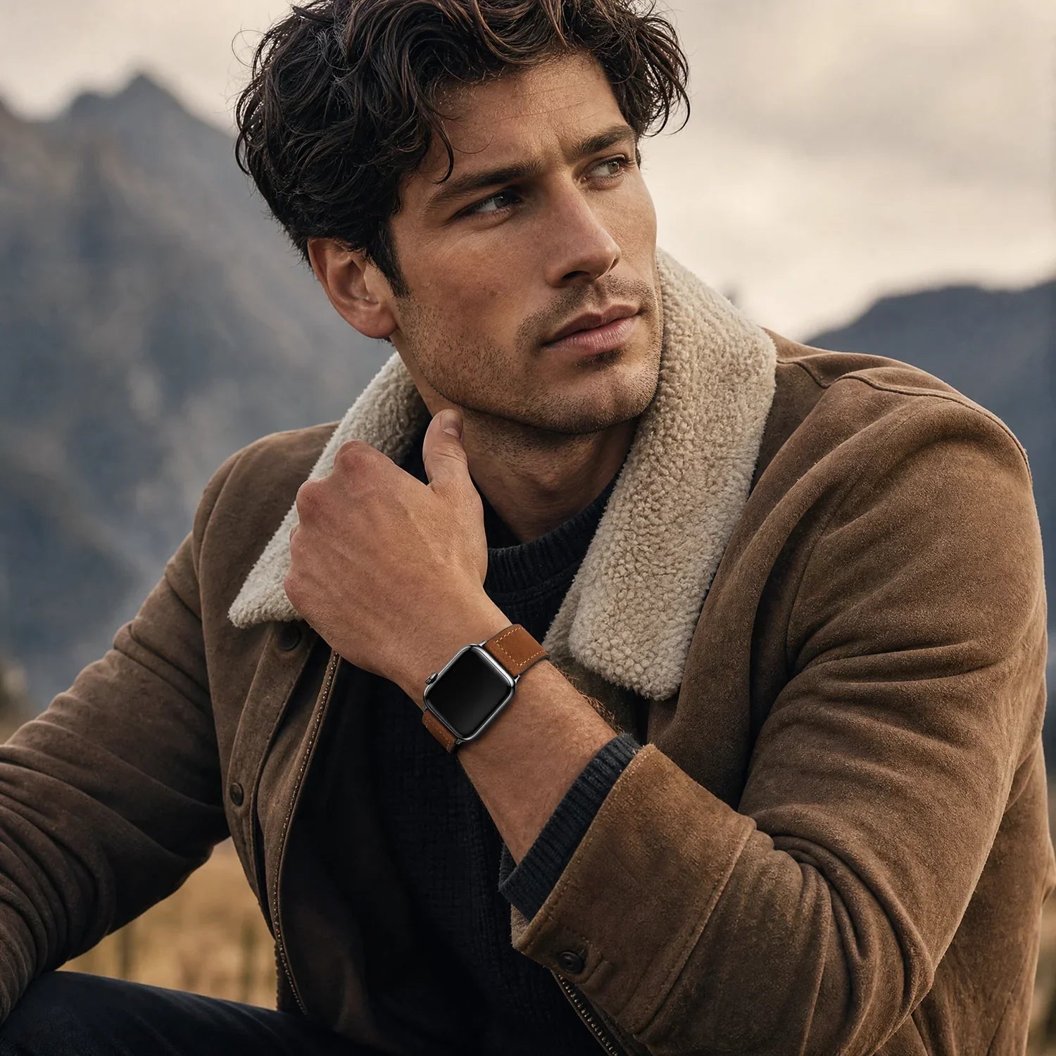 Apple Watch bandje Lennox - leer - bruin
