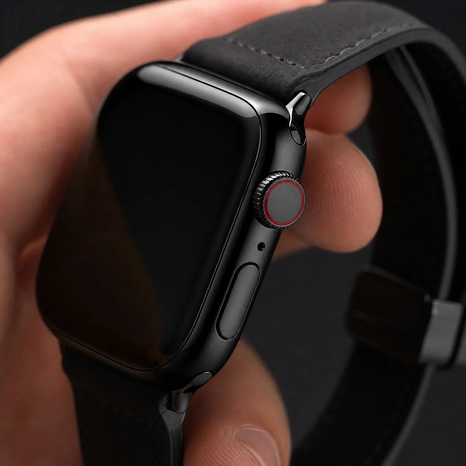 Bracelet Apple Watch Lennox - cuir - noir