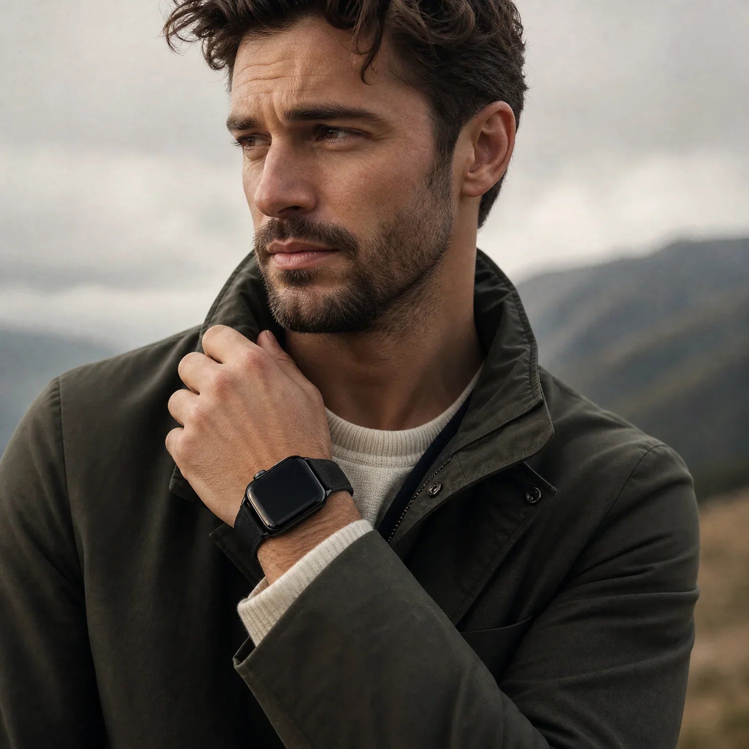 Bracelet Apple Watch Lennox - cuir - noir