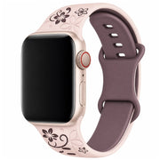 Bracelet Apple Watch Livia à imprimé floral – silicone – Rose