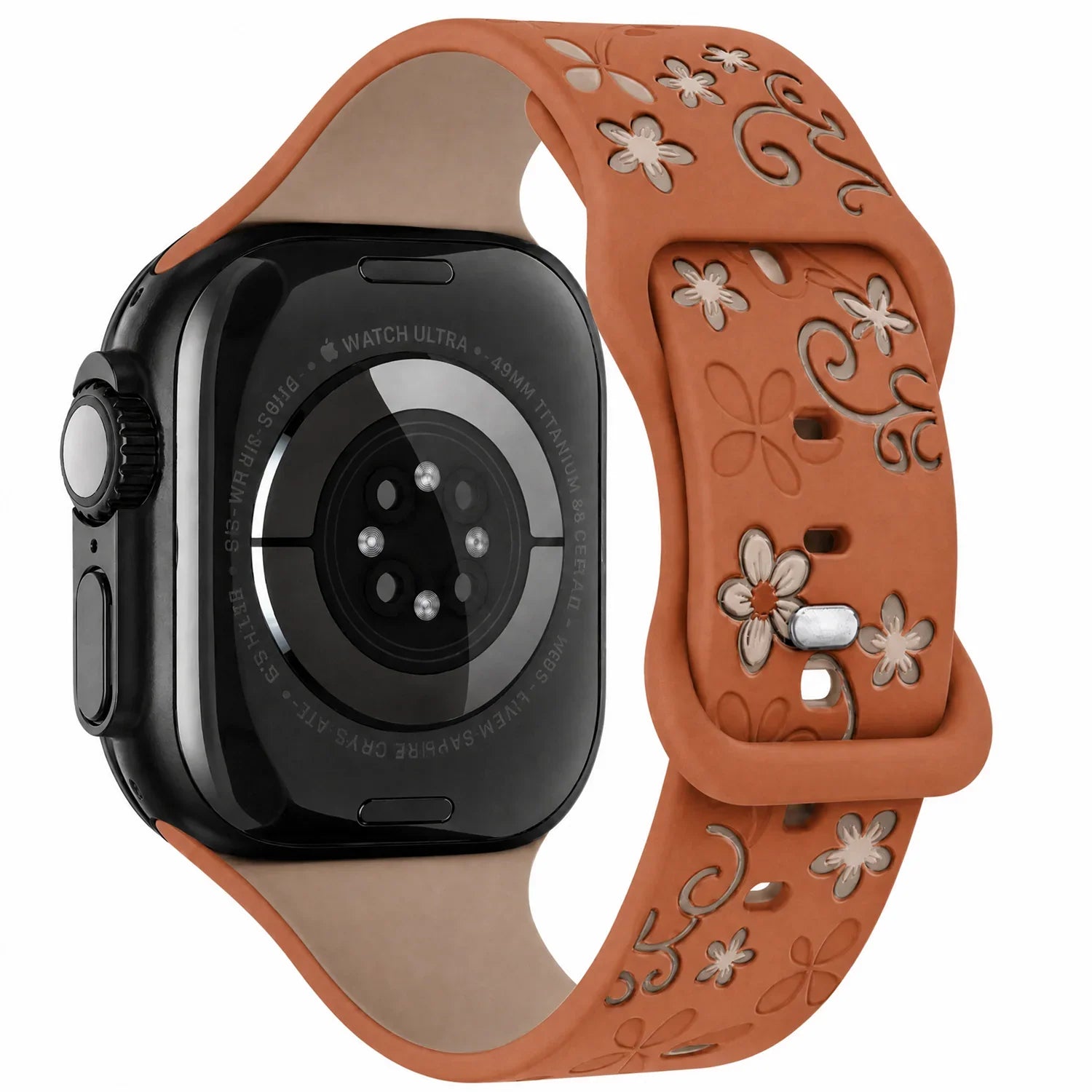 Apple Watch Livia bloemen print bandje - siliconen - bruin