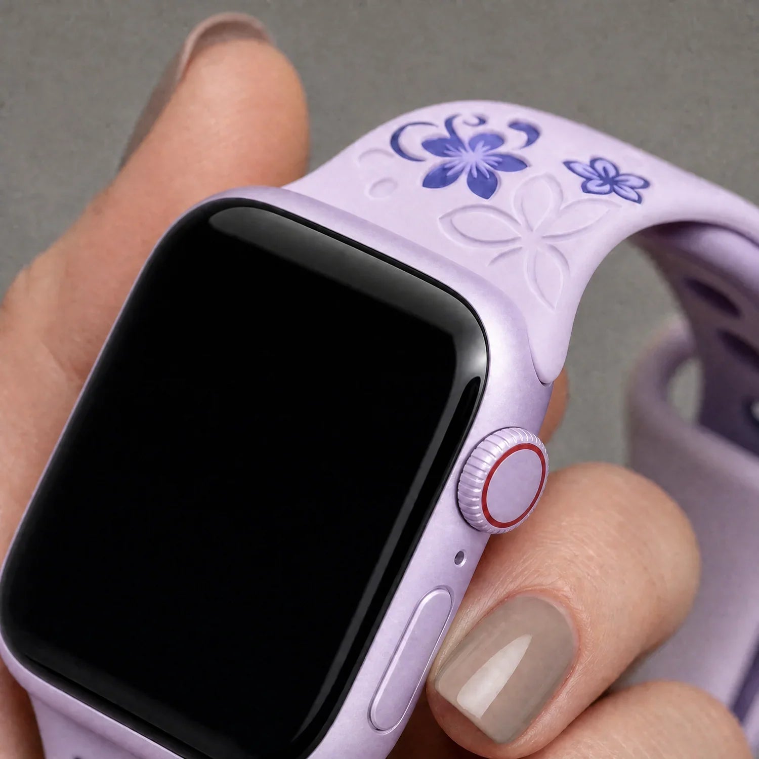 Apple Watch Livia bloemen print bandje - siliconen - paars