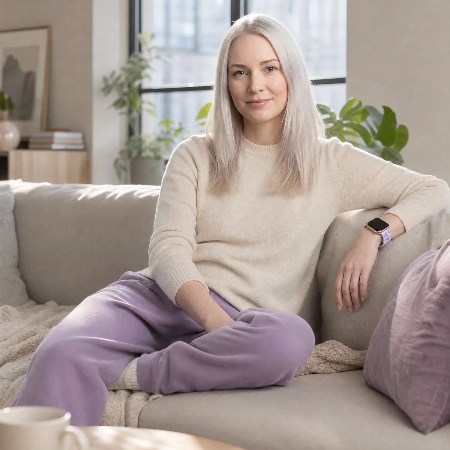 Apple Watch Livia bloemen print bandje - siliconen - paars