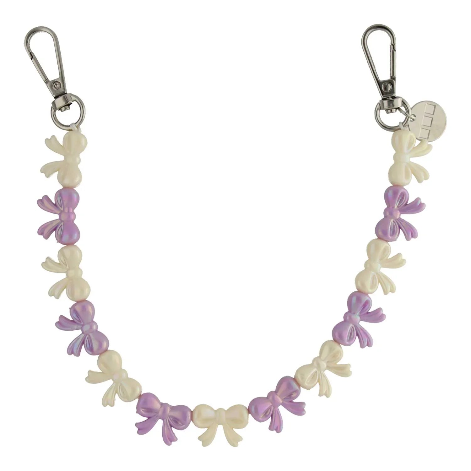 Cordon de téléphone Bow - violet blanc - argent