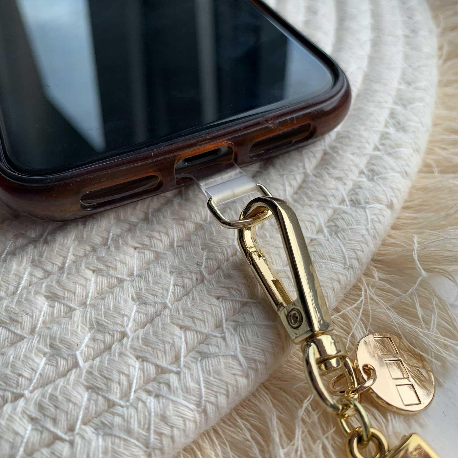 Telefoonkoord Diamond - roze - goud