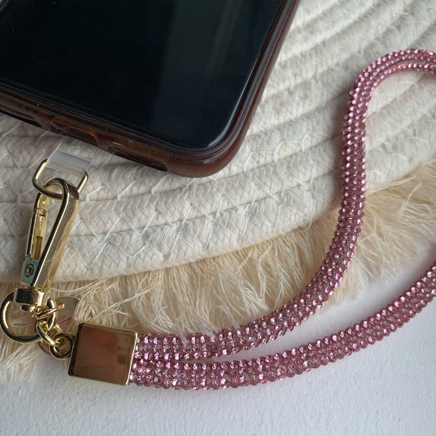 Telefoonkoord Diamond - roze - goud