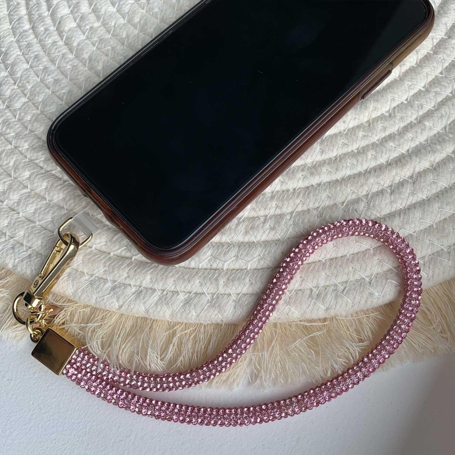 Telefoonkoord Diamond - roze - goud