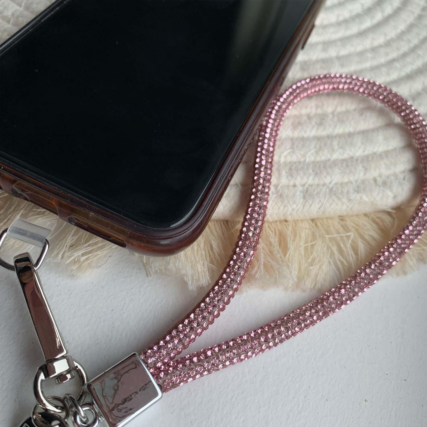 Telefoonkoord Diamond - roze - zilver