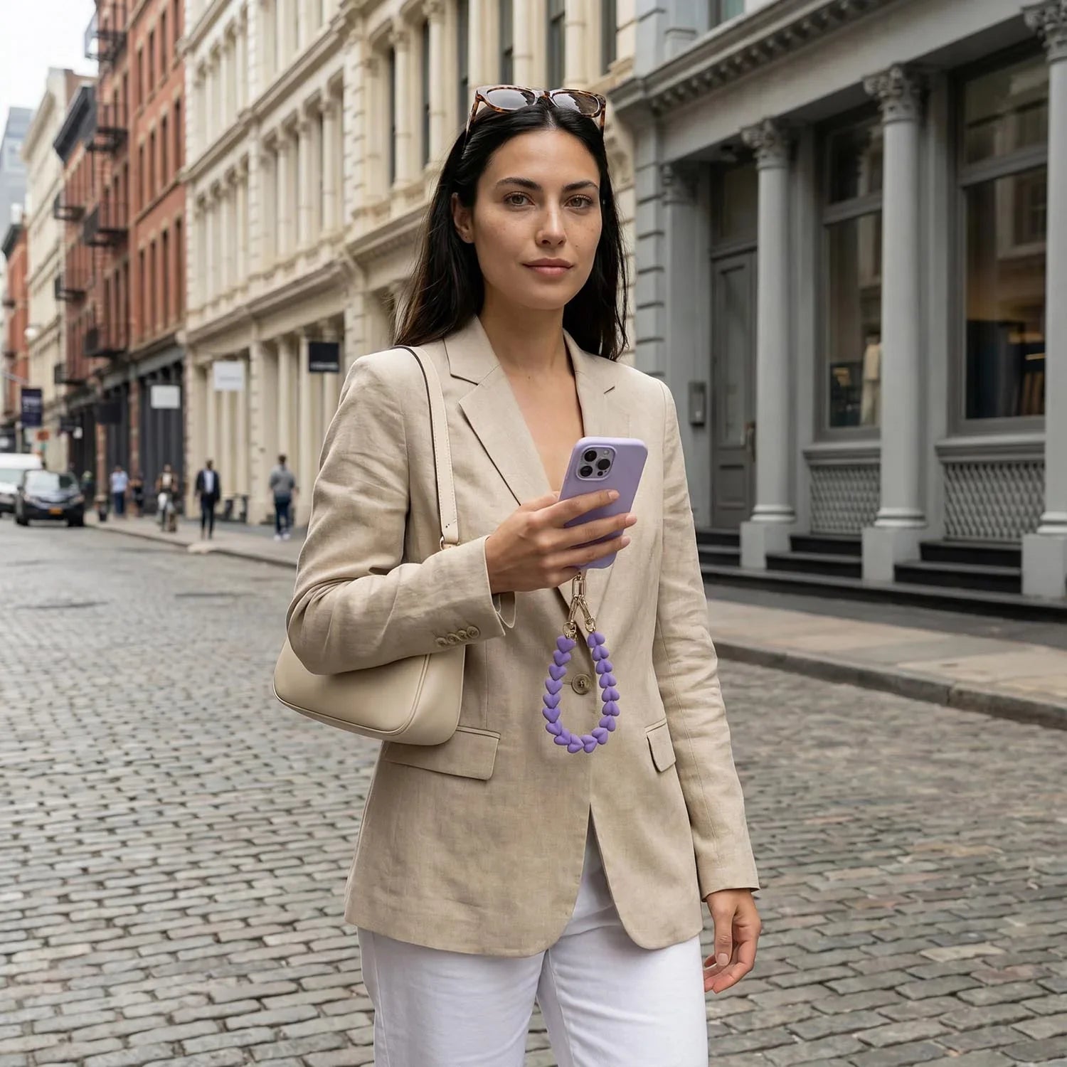 Telefoonkoord Fluwee - paars - zilver