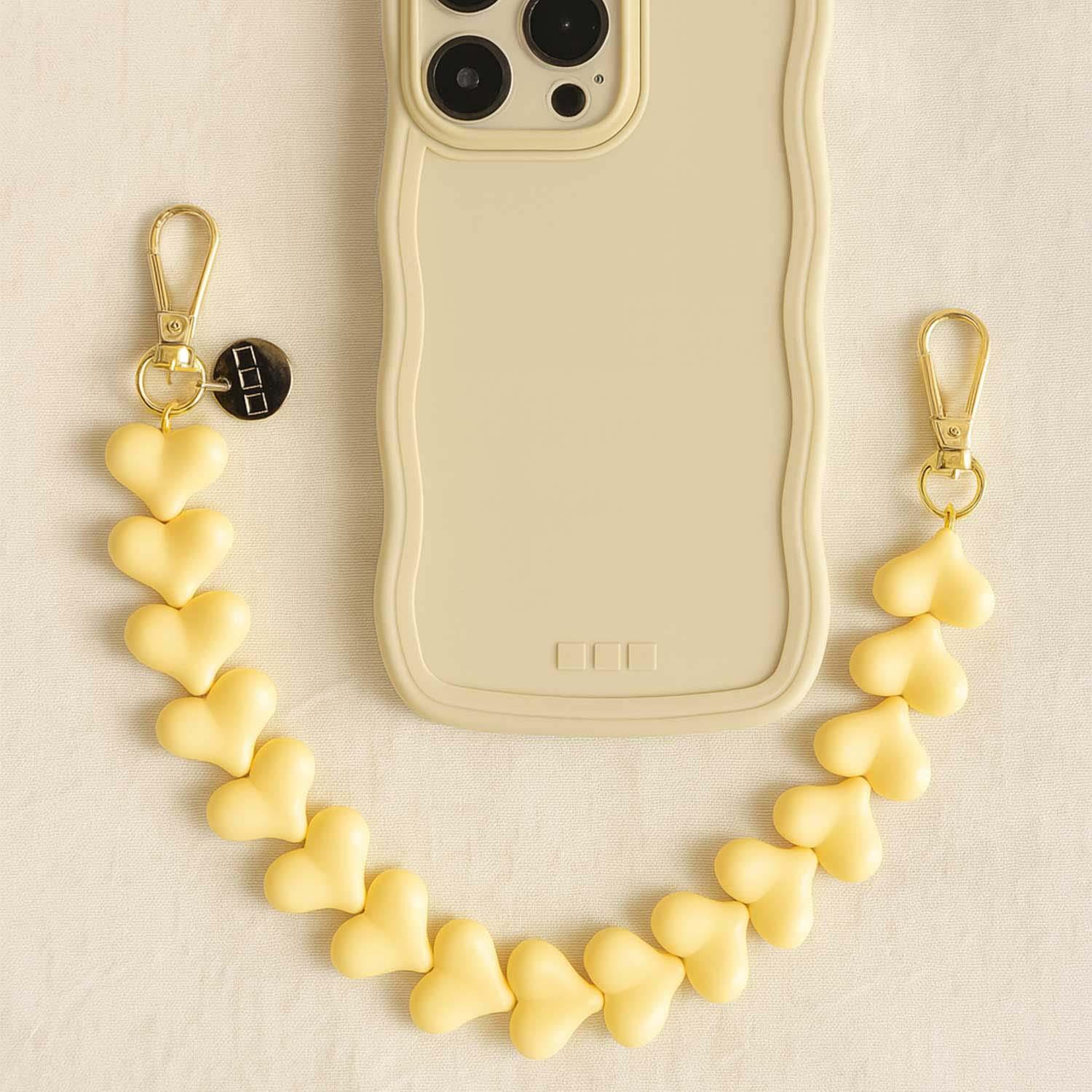 Telefoonkoord Heart - botergeel - goud