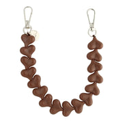 Telefoonkoord Heart - effen bruin - zilver