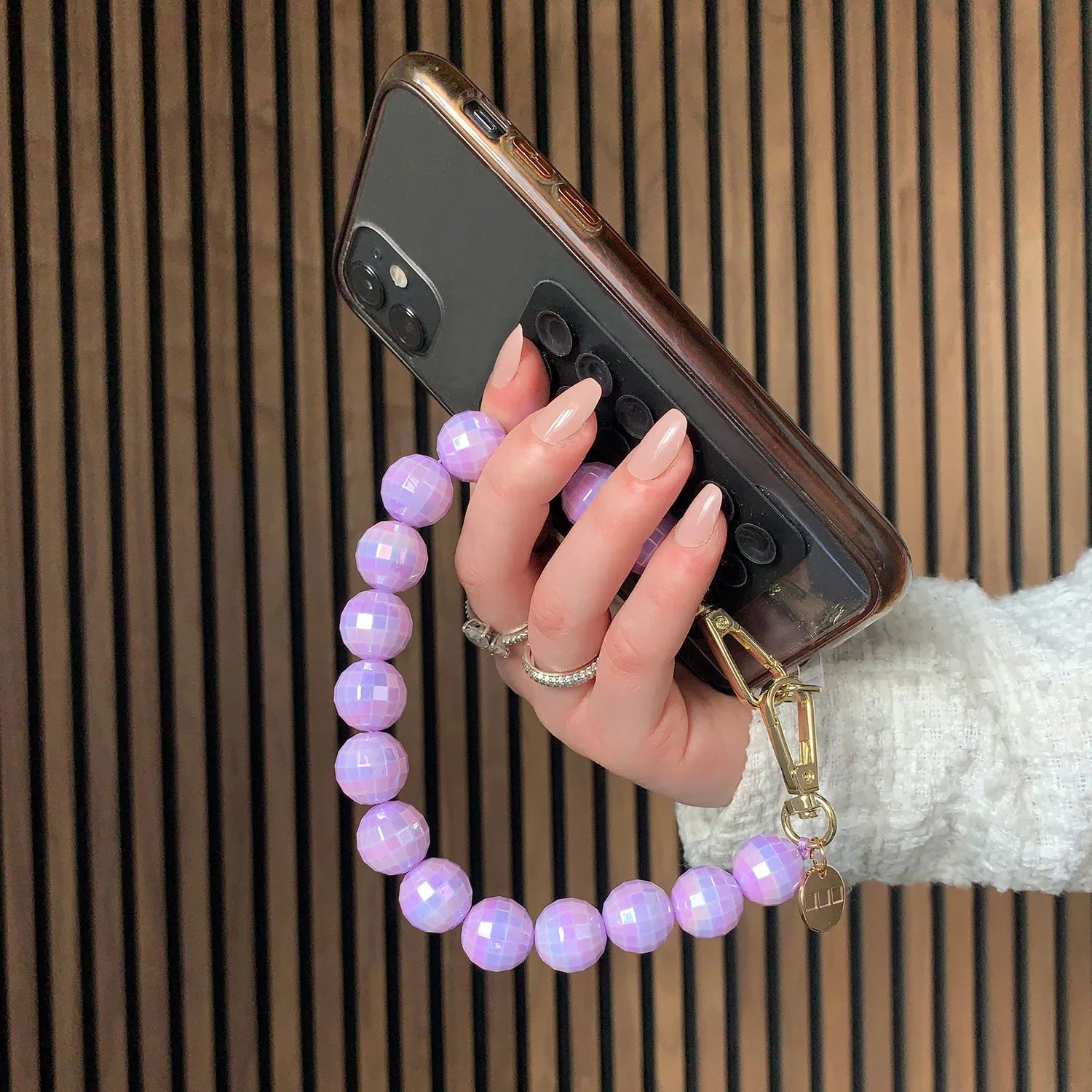 Cordon de téléphone disco - violet - or