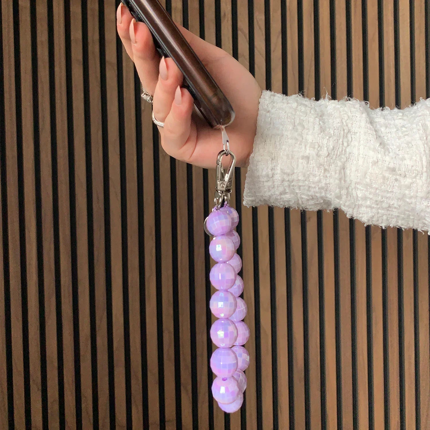 Cordon de téléphone disco - violet - argent