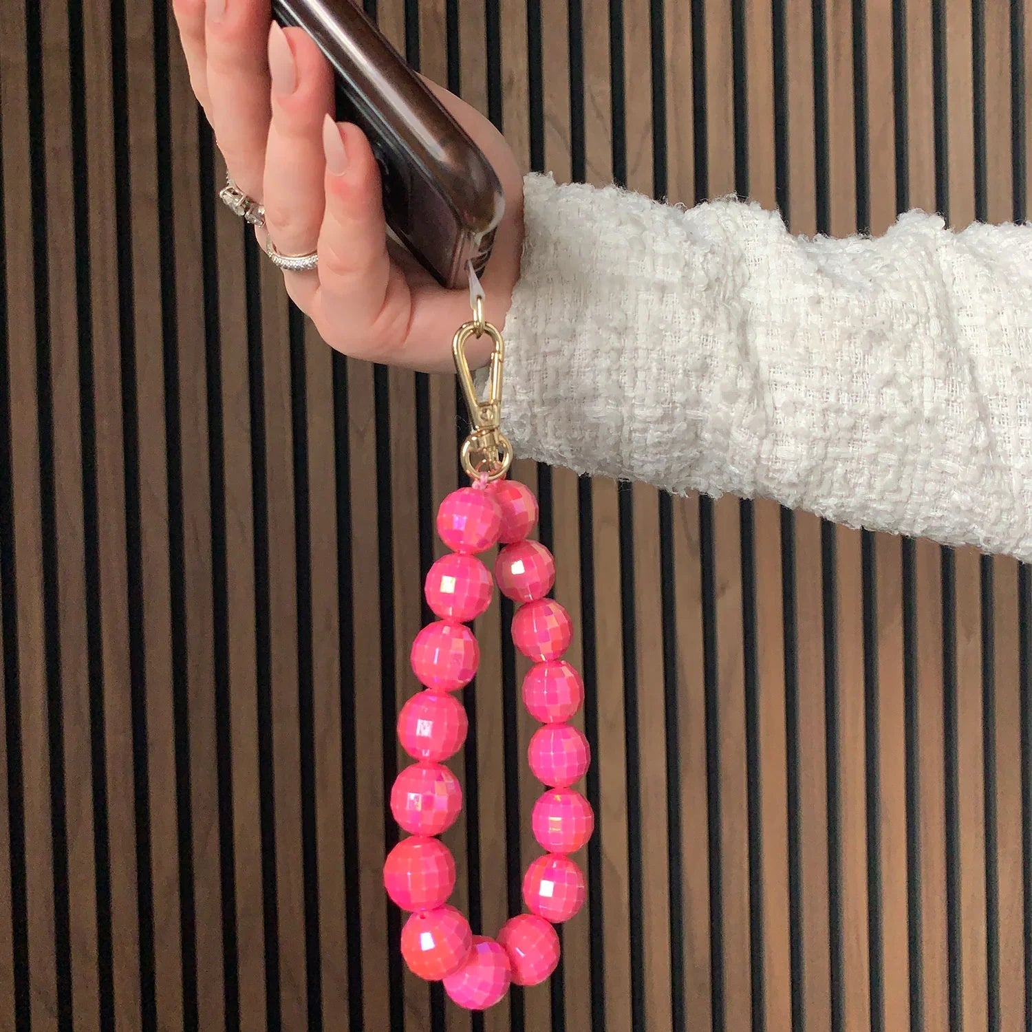 Telefoonkoord disco - roze - goud