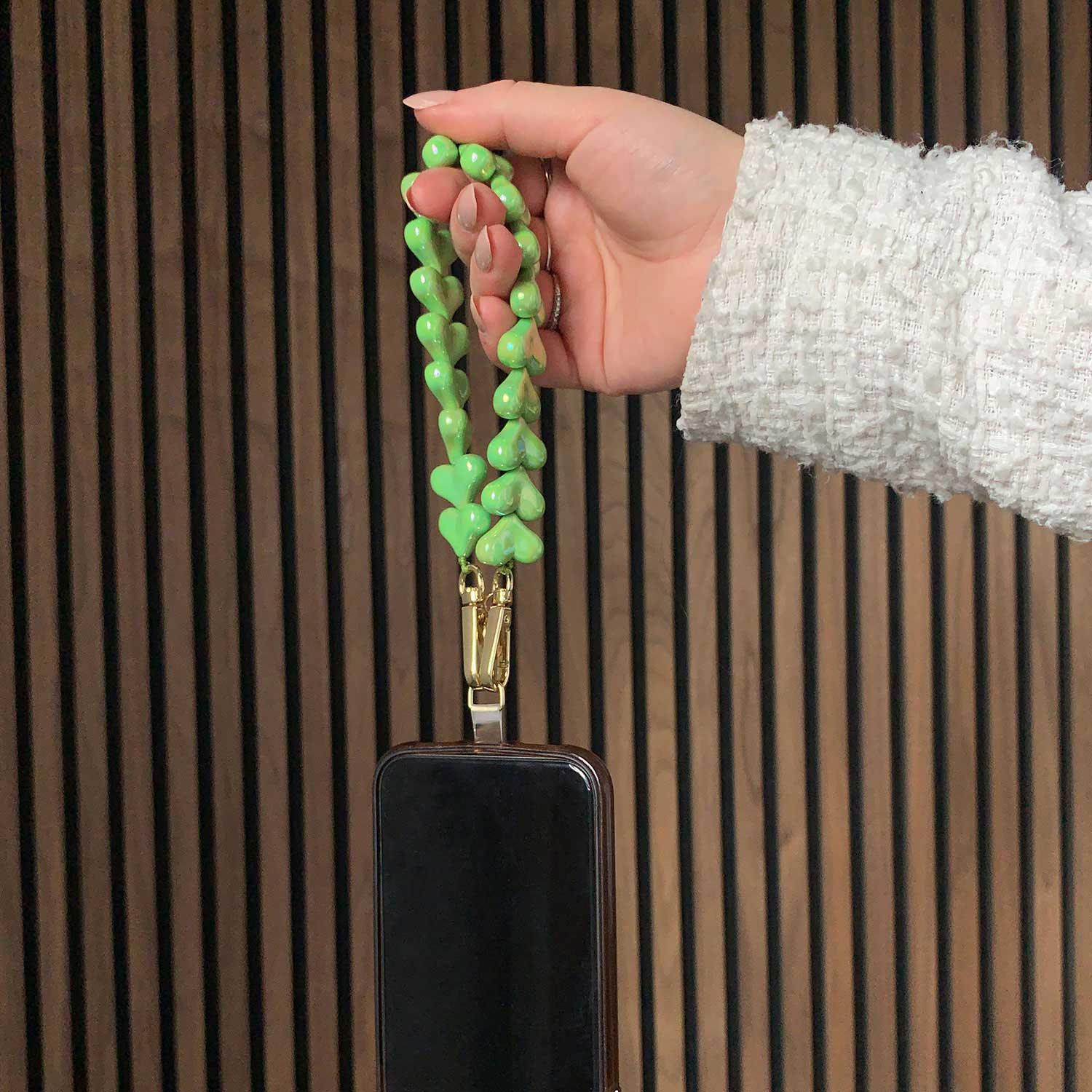 Telefoonkoord Heart - appelgroen - goud