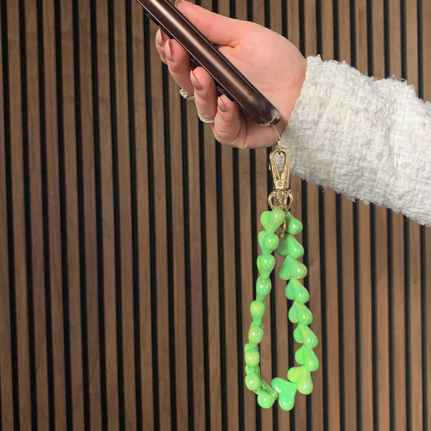 Telefoonkoord Heart - appelgroen - goud