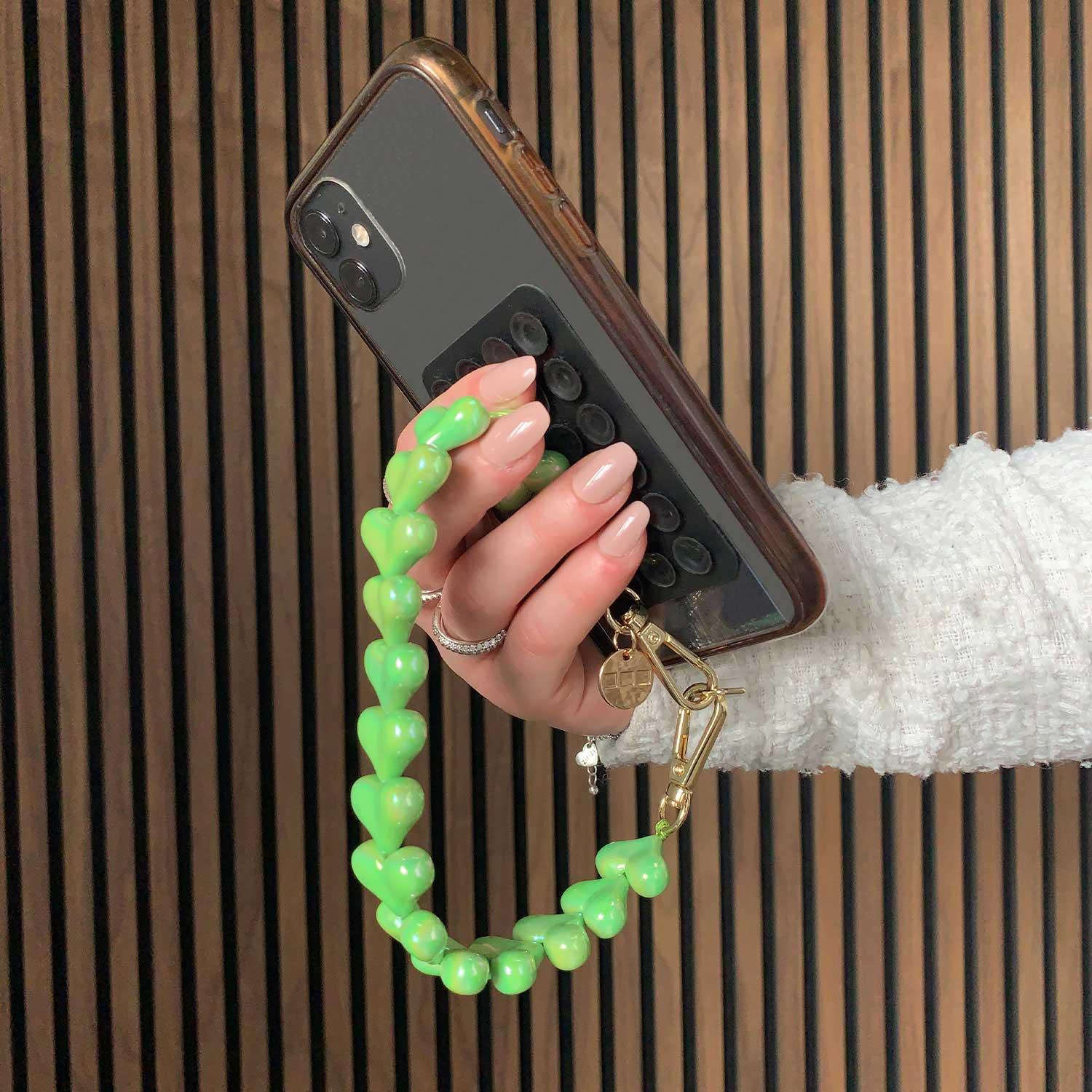 Telefoonkoord Heart - appelgroen - goud