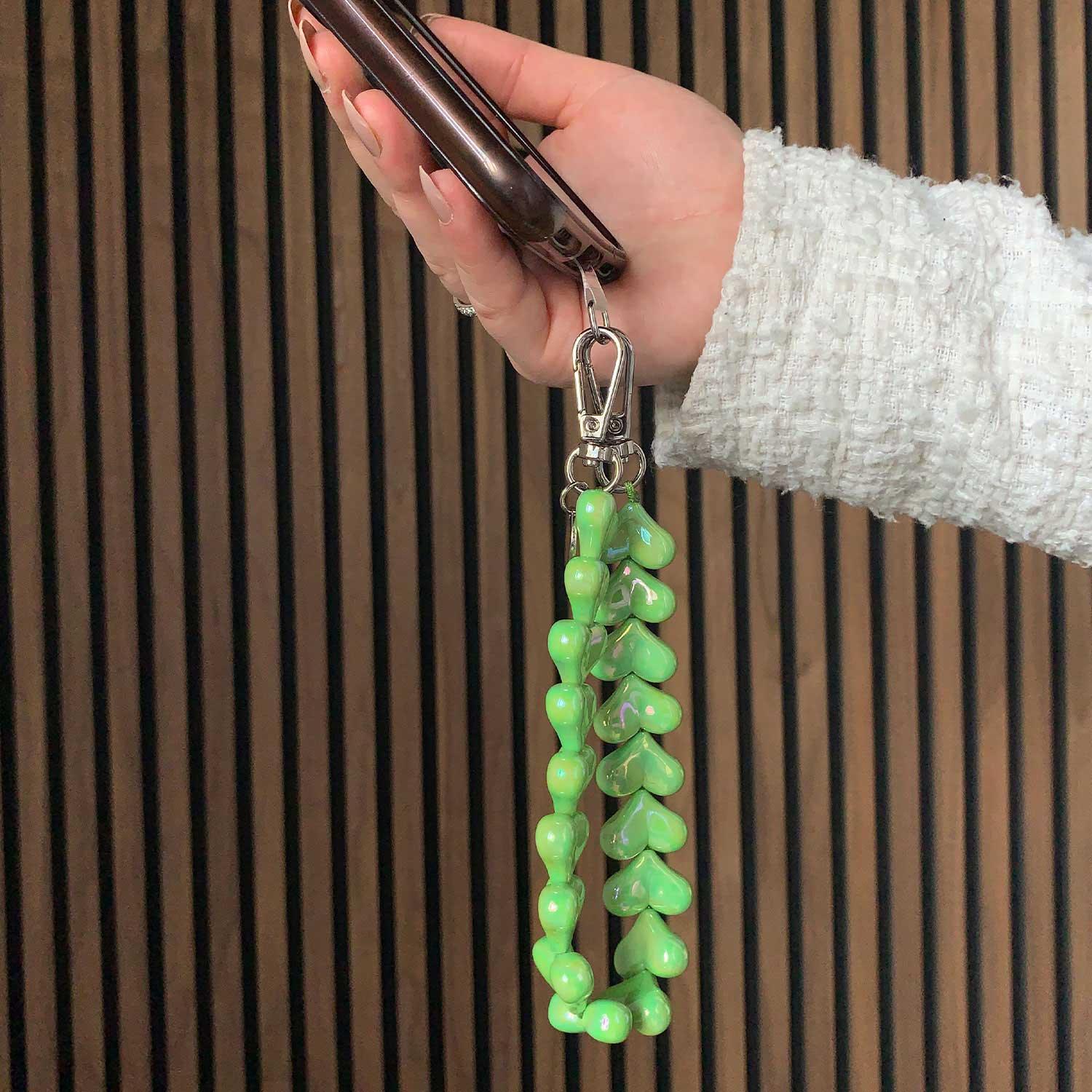 Telefoonkoord Heart - appelgroen - zilver