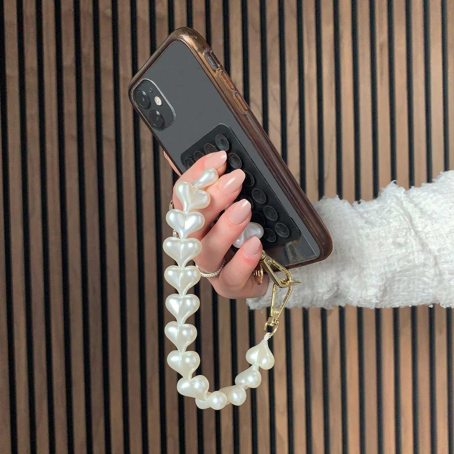 Telefoonkoord Heart - wit - goud