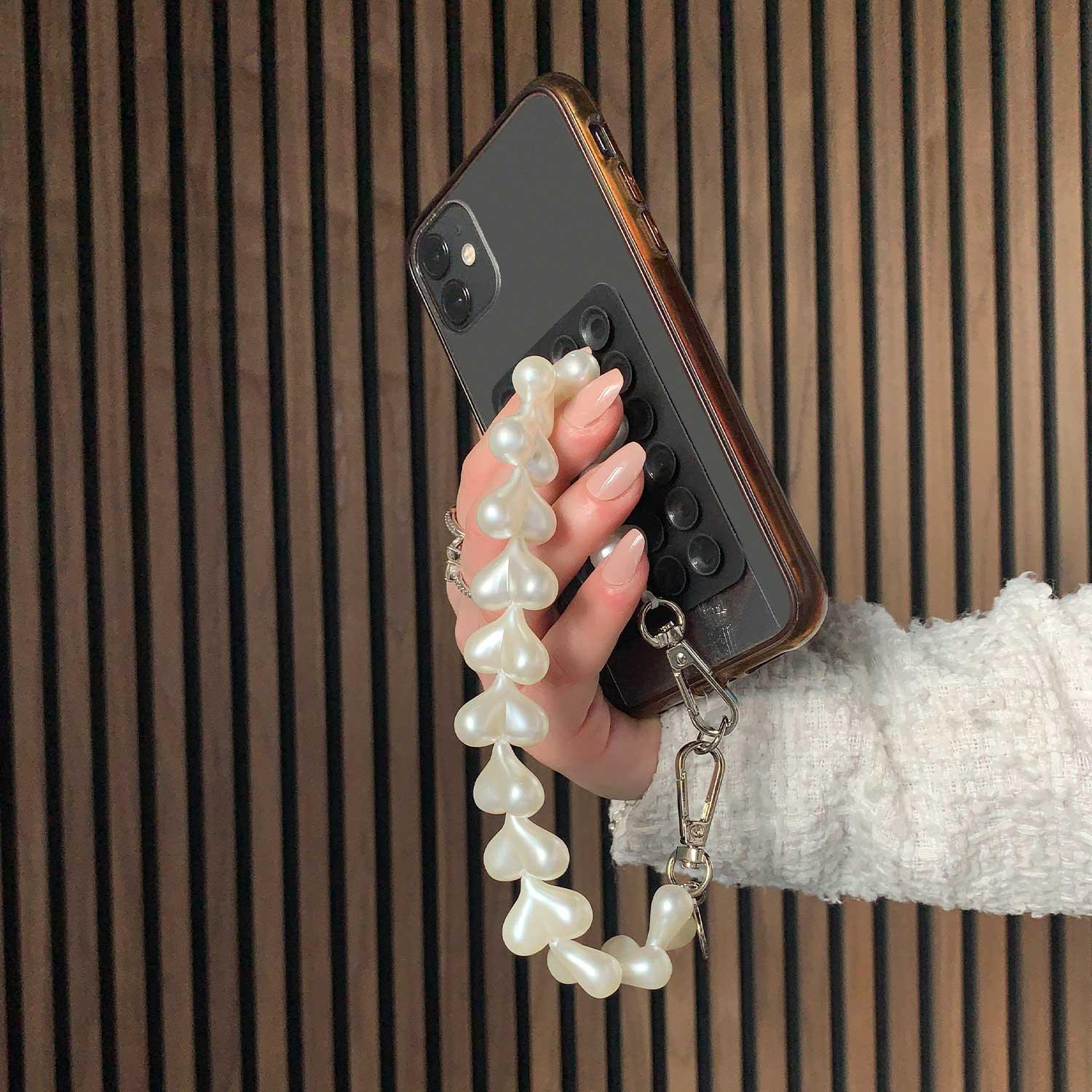 Telefoonkoord Heart - wit - zilver