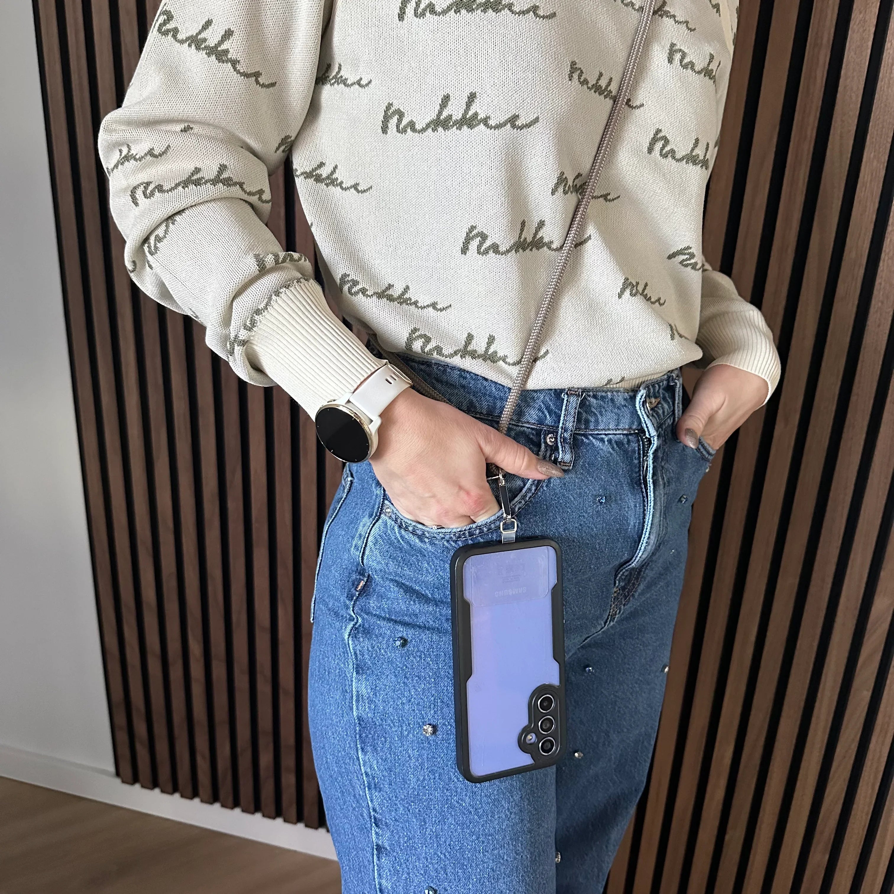 Telefoonkoord Longa - beige - zilver