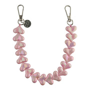 Telefoonkoord Heart - roze glimmend - zilver