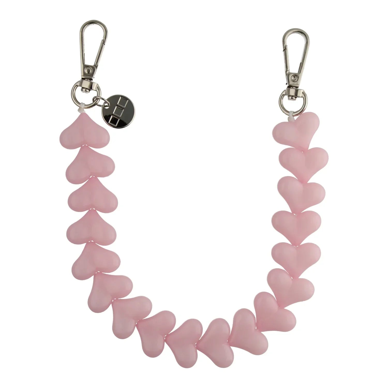 Telefoonkoord Heart - babyroze - zilver