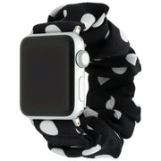 Apple Watch bandje Savara - scrunchie - nylon - zwart met witte stippen
