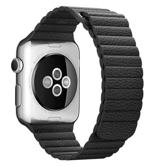 Bracelet Apple Watch - cuir - gaufré - noir